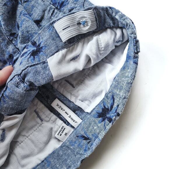 Janie & Jack 2T Blue Floral Shorts Linen Blend Hawaiian Jungle - Picture 3 of 3